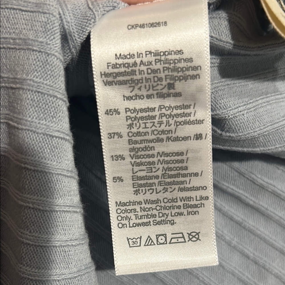 Madewell Blue Ribbed Wrap Top - Picture 5 of 6